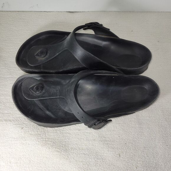 Birkenstock Sandals Sz 10 Womens Black Gizeh EVA L7/M6 Gorpcore Beach Buckle - Picture 8 of 13